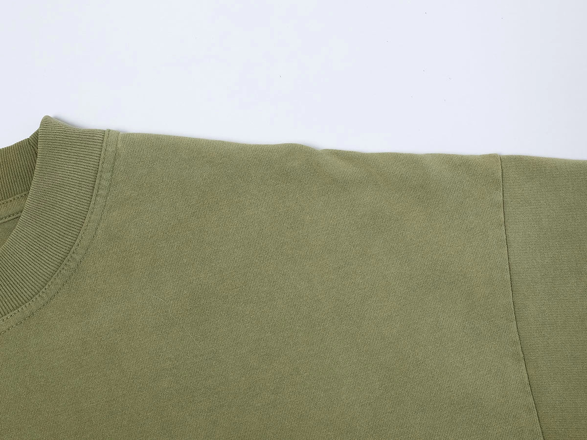 250 GSM LOOSE FIT 'WASHED MOSS GREEN' T-SHIRT - Image 5