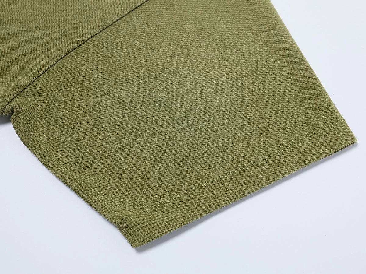 250 GSM LOOSE FIT 'WASHED MOSS GREEN' T-SHIRT - Image 6