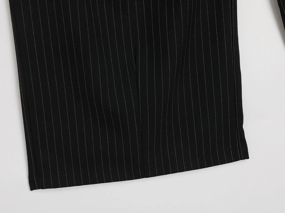 300 GSM BAGGY FIT STRIPED PLEATED 'BLACK' PANTS - Image 6