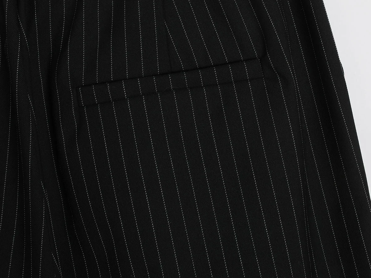 300 GSM BAGGY FIT STRIPED PLEATED 'BLACK' PANTS - Image 7