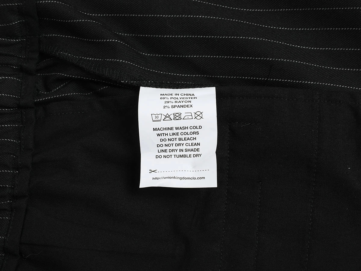 300 GSM BAGGY FIT STRIPED PLEATED 'BLACK' PANTS - Image 8