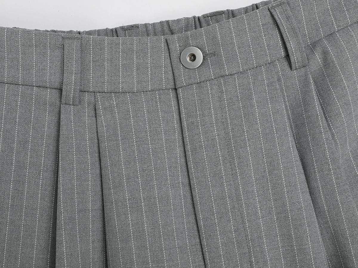 300 GSM BAGGY FIT STRIPED PLEATED 'GARY' PANTS - Image 3