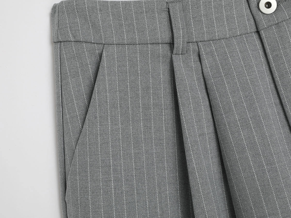300 GSM BAGGY FIT STRIPED PLEATED 'GARY' PANTS - Image 4