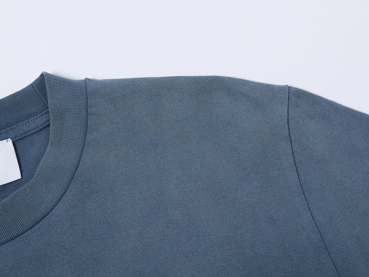 320 GSM BOXY CROPPED 'WASHED BLUE' T-SHIRT - Image 3