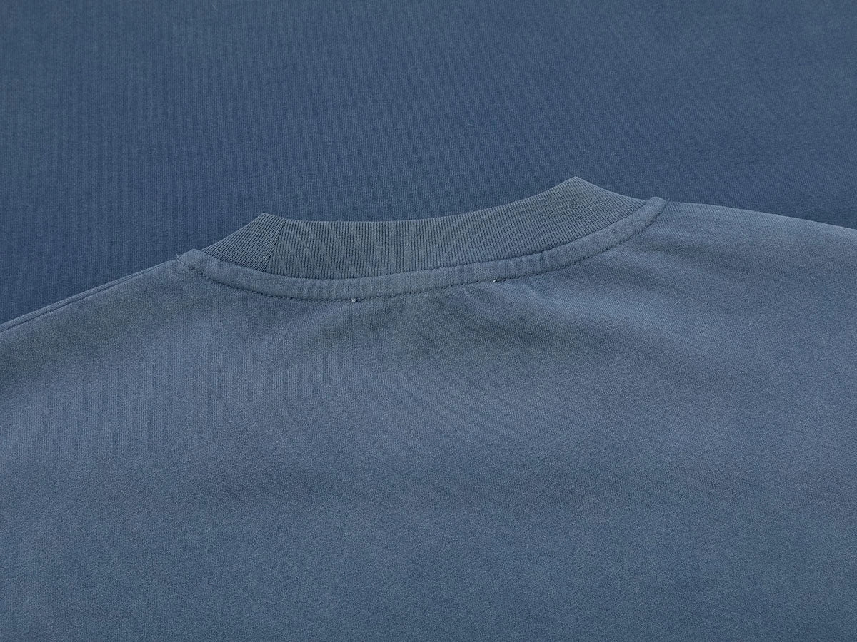 320 GSM BOXY CROPPED 'WASHED BLUE' T-SHIRT - Image 4