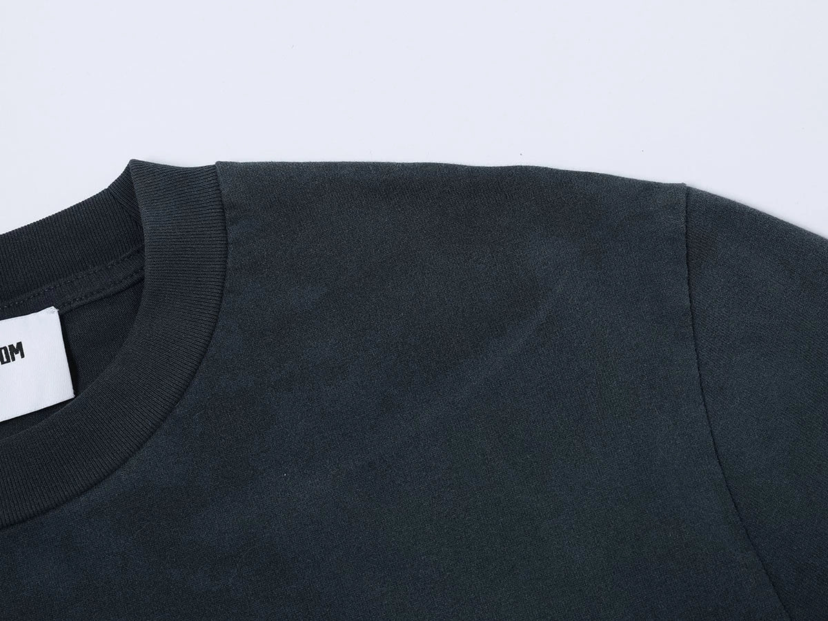 320 GSM BOXY CROPPED 'WASHED NAVY BLUE'  T-SHIRT - Image 3