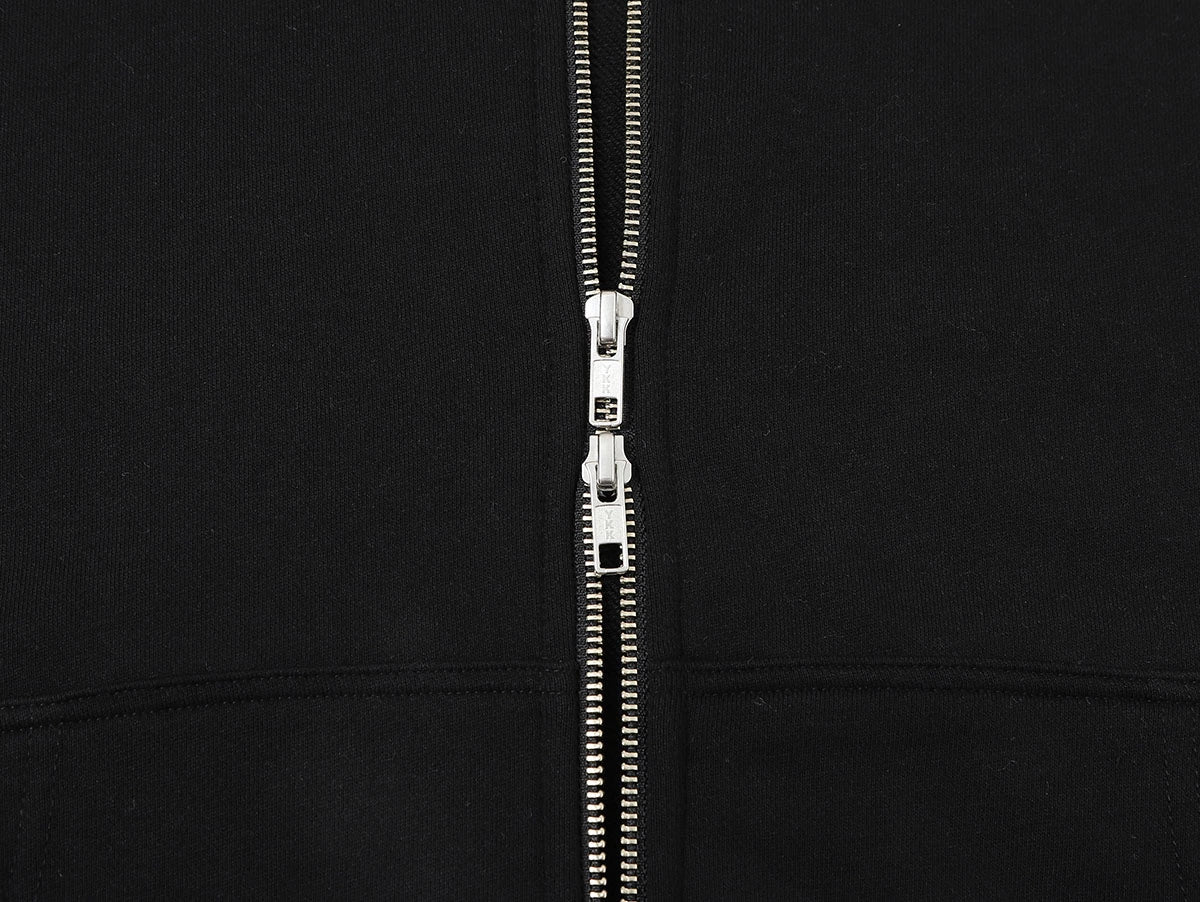360 GSM 100% COTTON BOXY CROPPED 'BLACK' ZIP-UP HOODIE - Image 4
