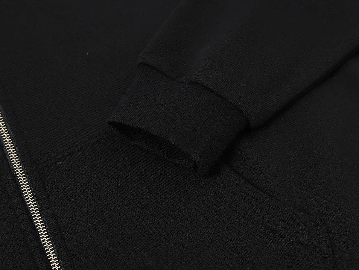 360 GSM 100% COTTON BOXY CROPPED 'BLACK' ZIP-UP HOODIE - Image 5
