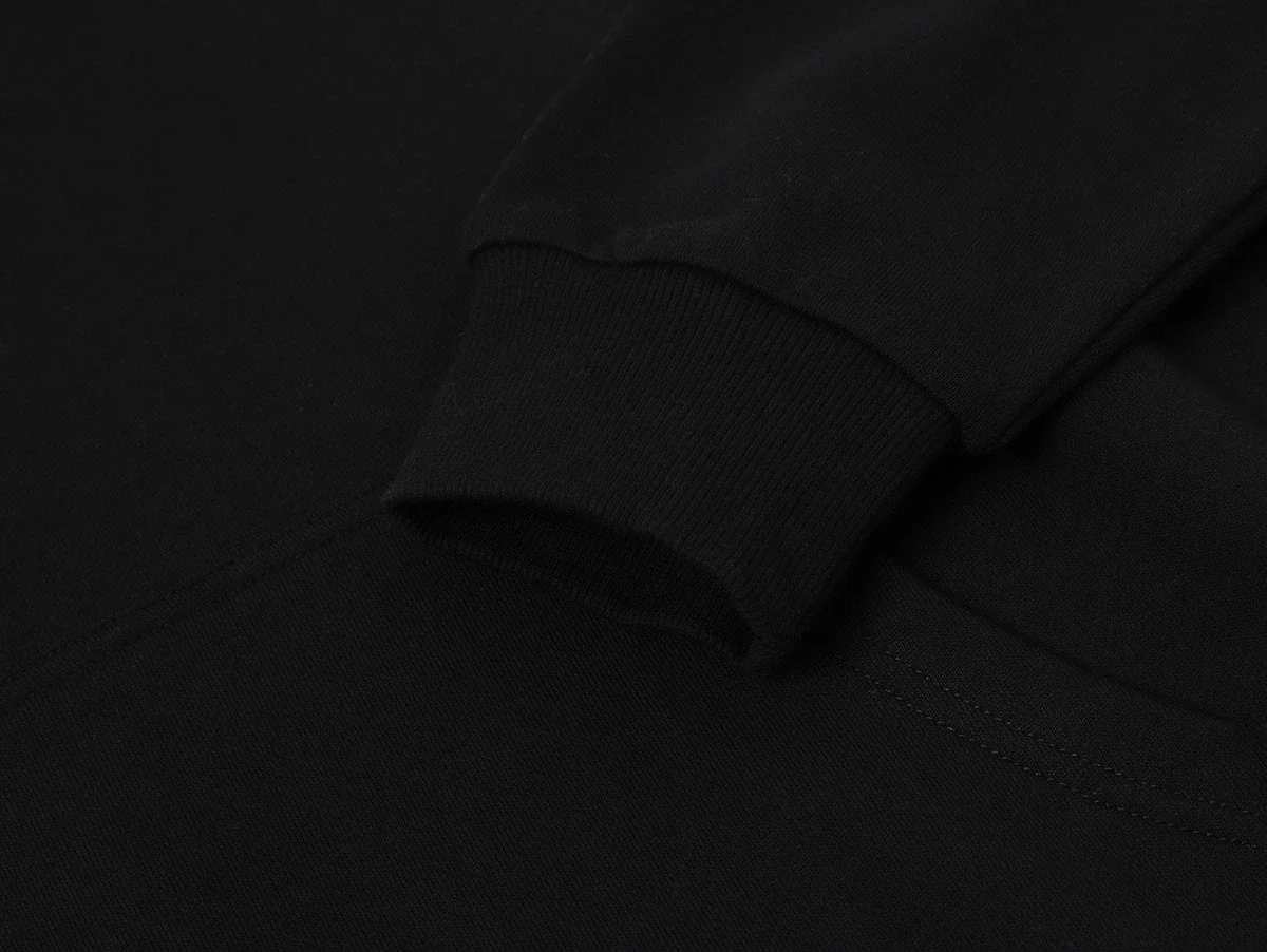 360 GSM 100% COTTON BOXY CROPPED FIT 'BLACK' HOODIE - Image 4