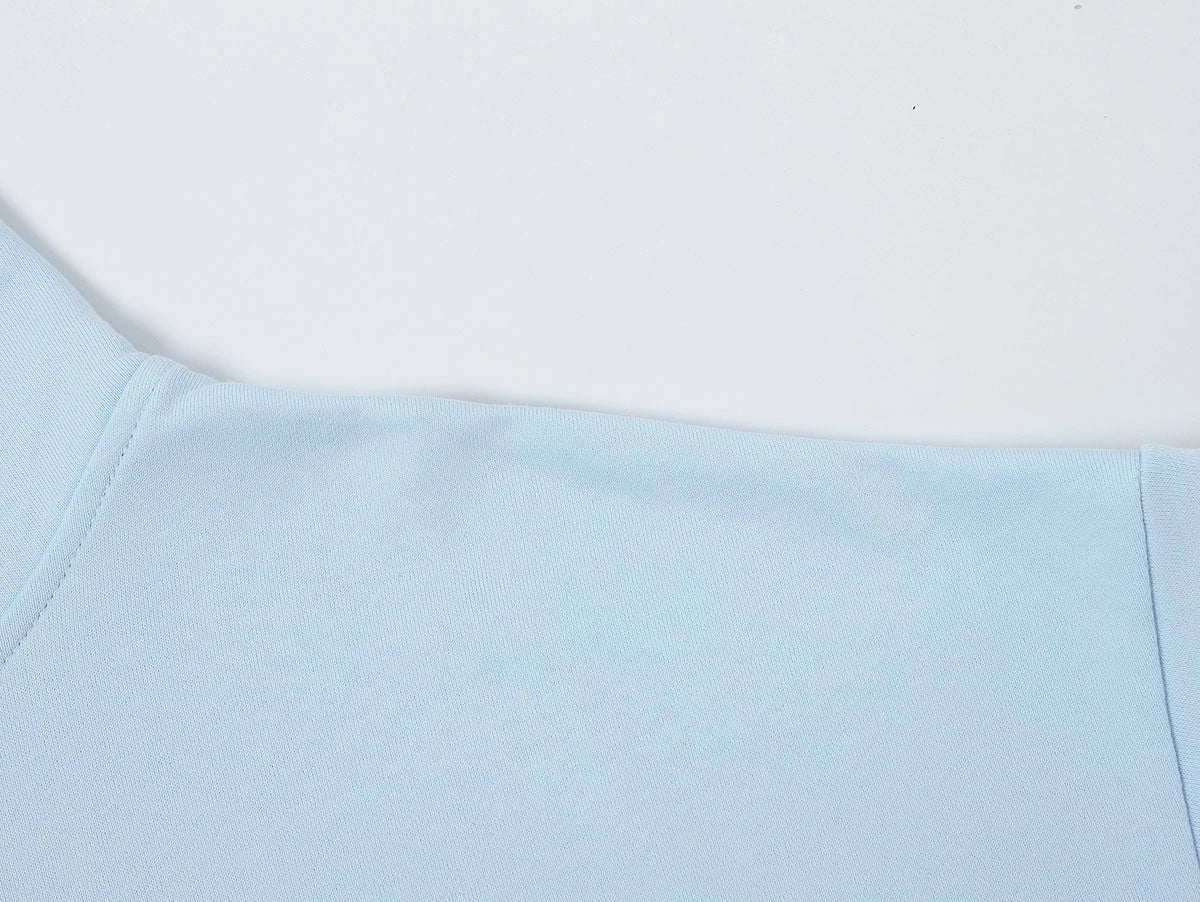 360 GSM 100% COTTON BOXY CROPPED FIT 'PURE BLUE' HOODIE - Image 3
