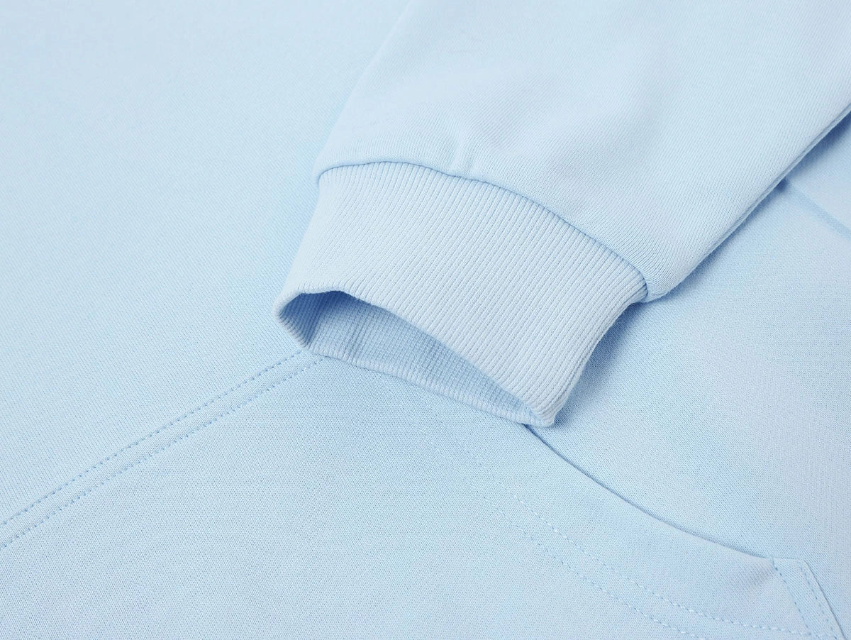 360 GSM 100% COTTON BOXY CROPPED FIT 'PURE BLUE' HOODIE - Image 4