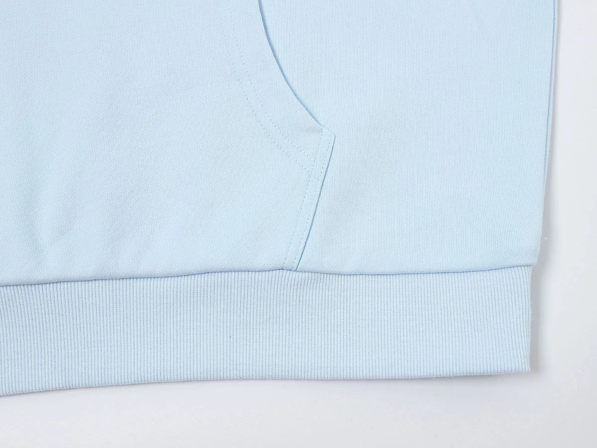 360 GSM 100% COTTON BOXY CROPPED FIT 'PURE BLUE' HOODIE - Image 5