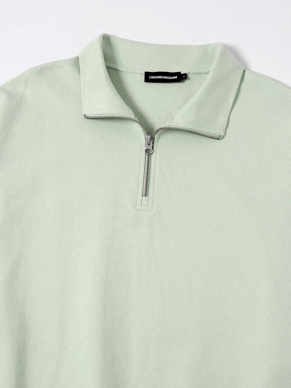360 GSM  100% COTTON BOXY CROPPED FIT QUARTER-ZIP 'LIGHT GREEN' SWATERSHIRT - Image 7