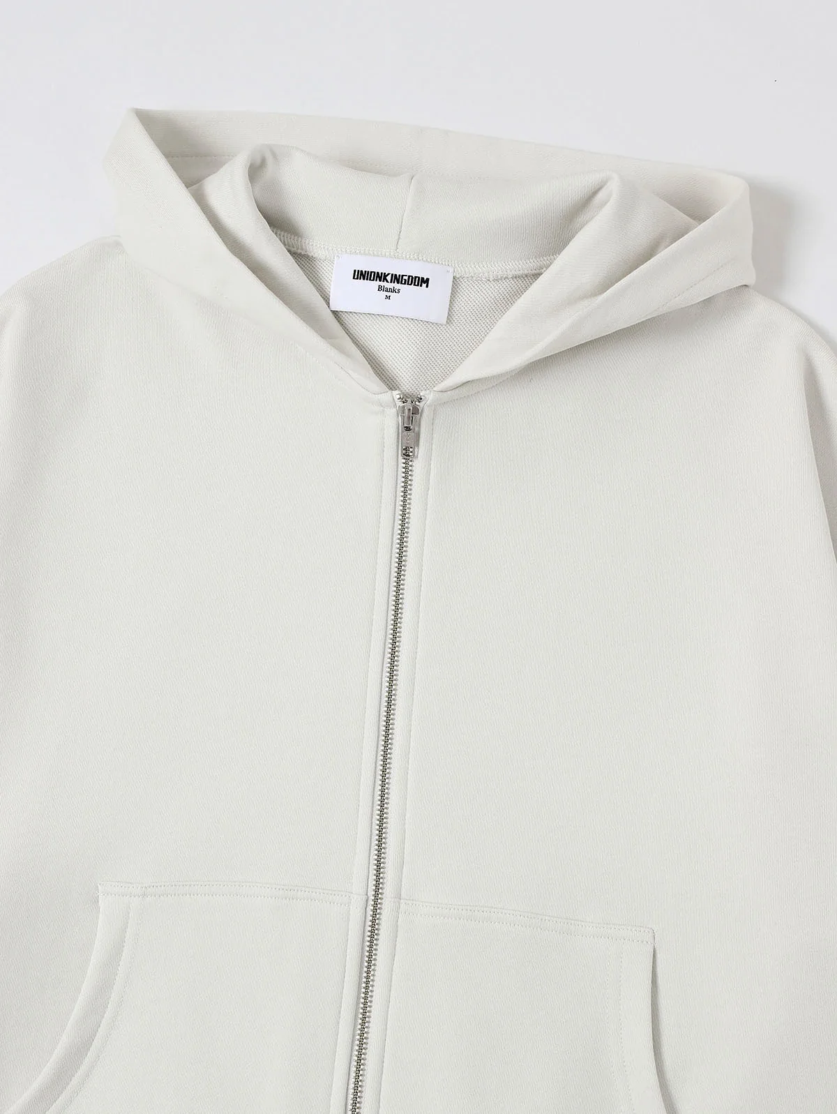 360 GSM 100% COTTON BOXY CROPPED 'OFF WHITE' ZIP-UP HOODIE - Image 8