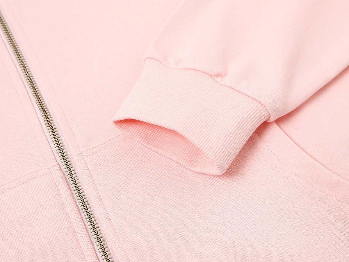 360 GSM 100% COTTON BOXY CROPPED 'PINK' ZIP-UP HOODIE - Image 5