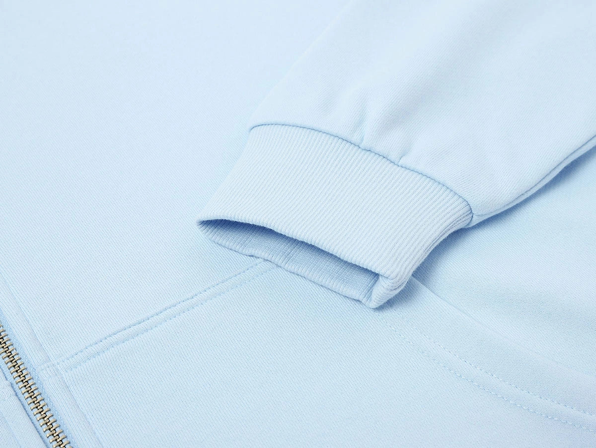 360 GSM 100% COTTON BOXY CROPPED 'PURE BLUE' ZIP-UP HOODIE - Image 4