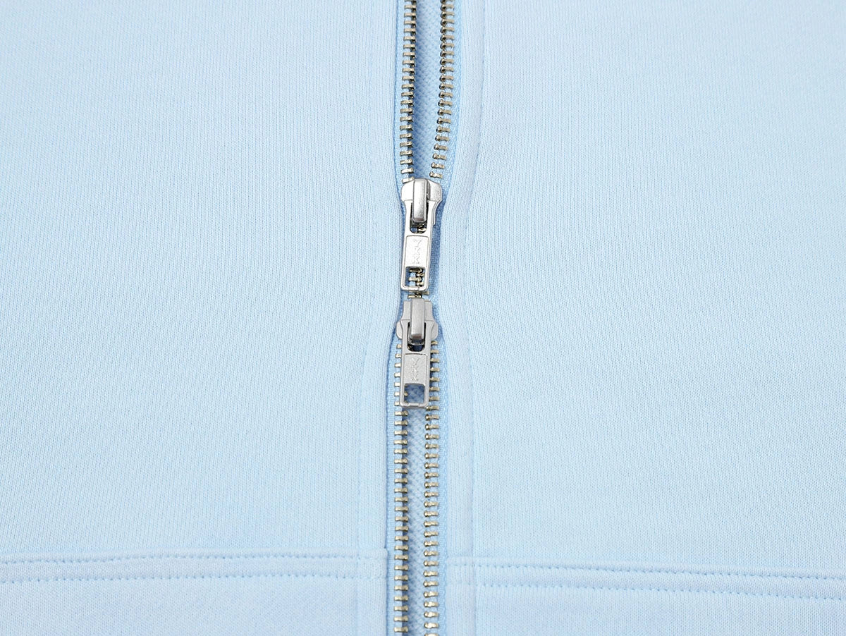 360 GSM 100% COTTON BOXY CROPPED 'PURE BLUE' ZIP-UP HOODIE - Image 6
