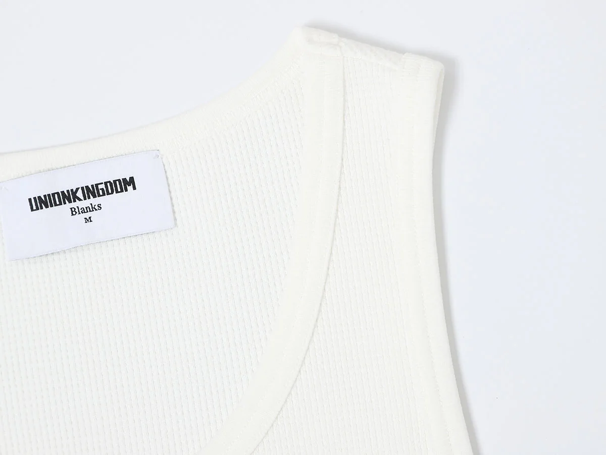 380 GSM WAFFLE WEAVE 'WHITE' TANK - Image 3