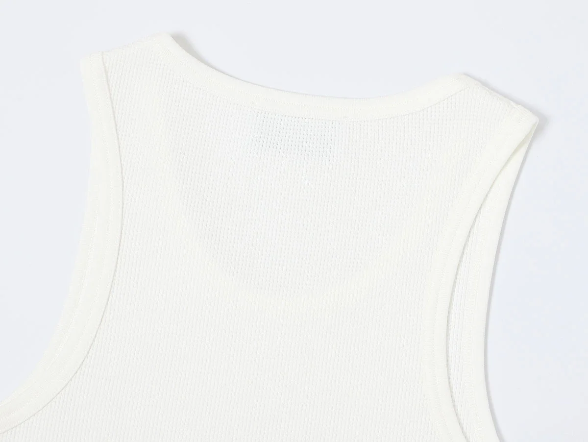 380 GSM WAFFLE WEAVE 'WHITE' TANK - Image 4