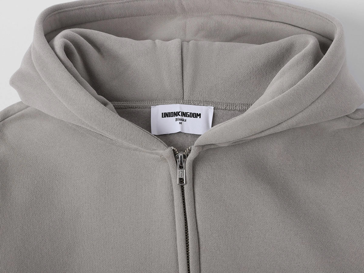 360 GSM CROPPED FIT 'SILVER GRAY' ZIP-UP HOODIE - Image 3