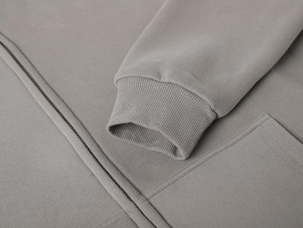 360 GSM CROPPED FIT 'SILVER GRAY' ZIP-UP HOODIE - Image 4
