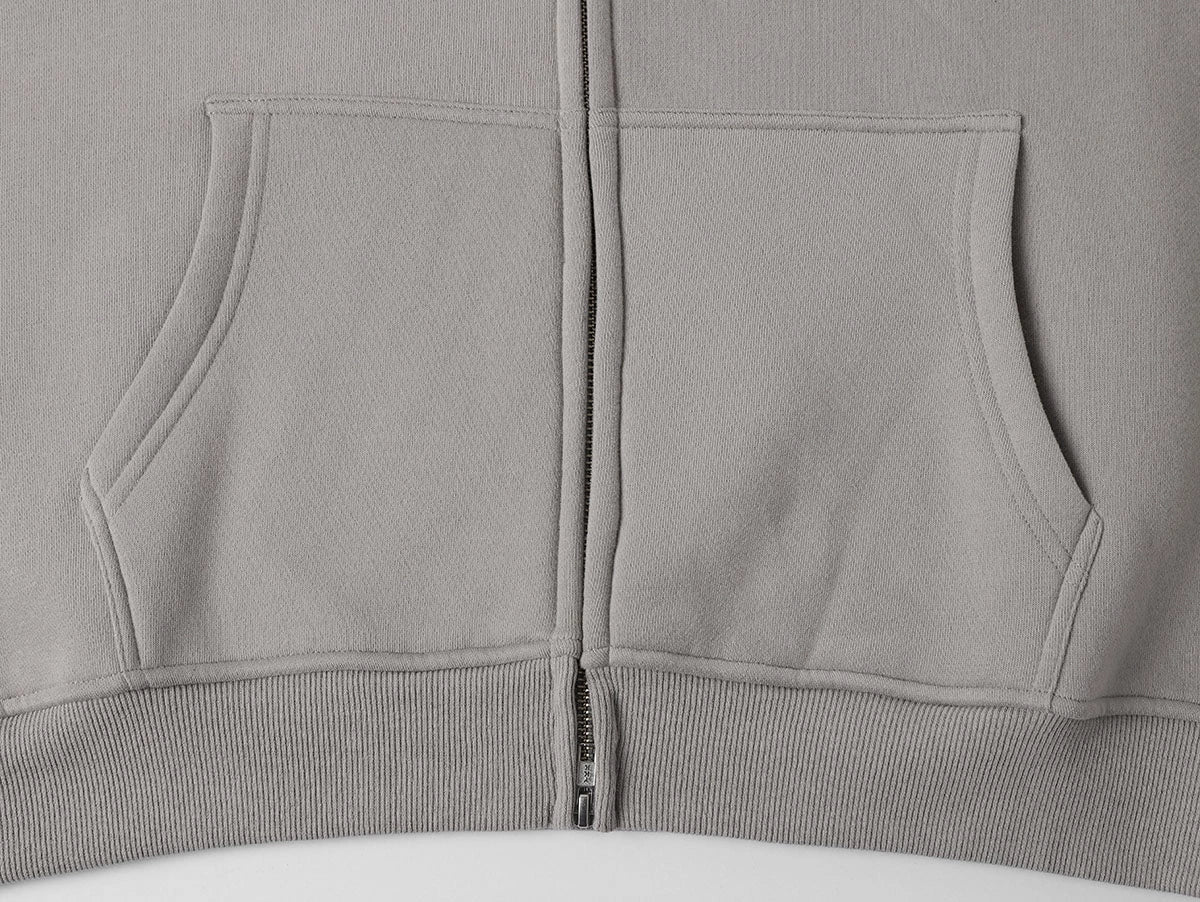 360 GSM CROPPED FIT 'SILVER GRAY' ZIP-UP HOODIE - Image 5