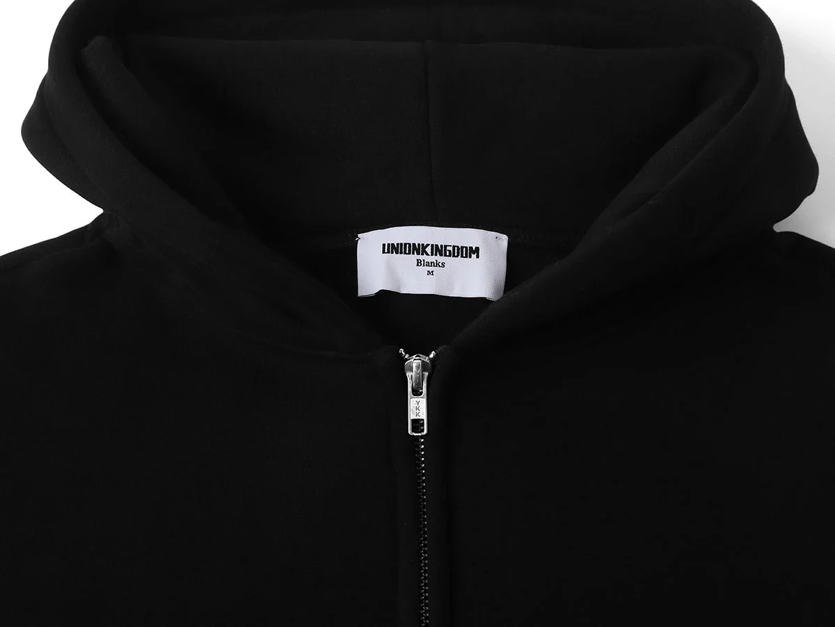 360 GSM CROPPED FIT 'BLACK' ZIP-UP HOODIE - Image 3