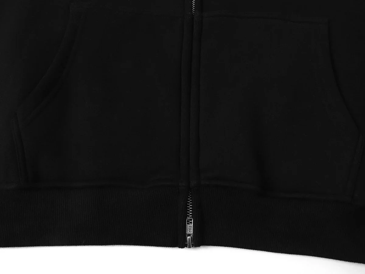 360 GSM CROPPED FIT 'BLACK' ZIP-UP HOODIE - Image 4