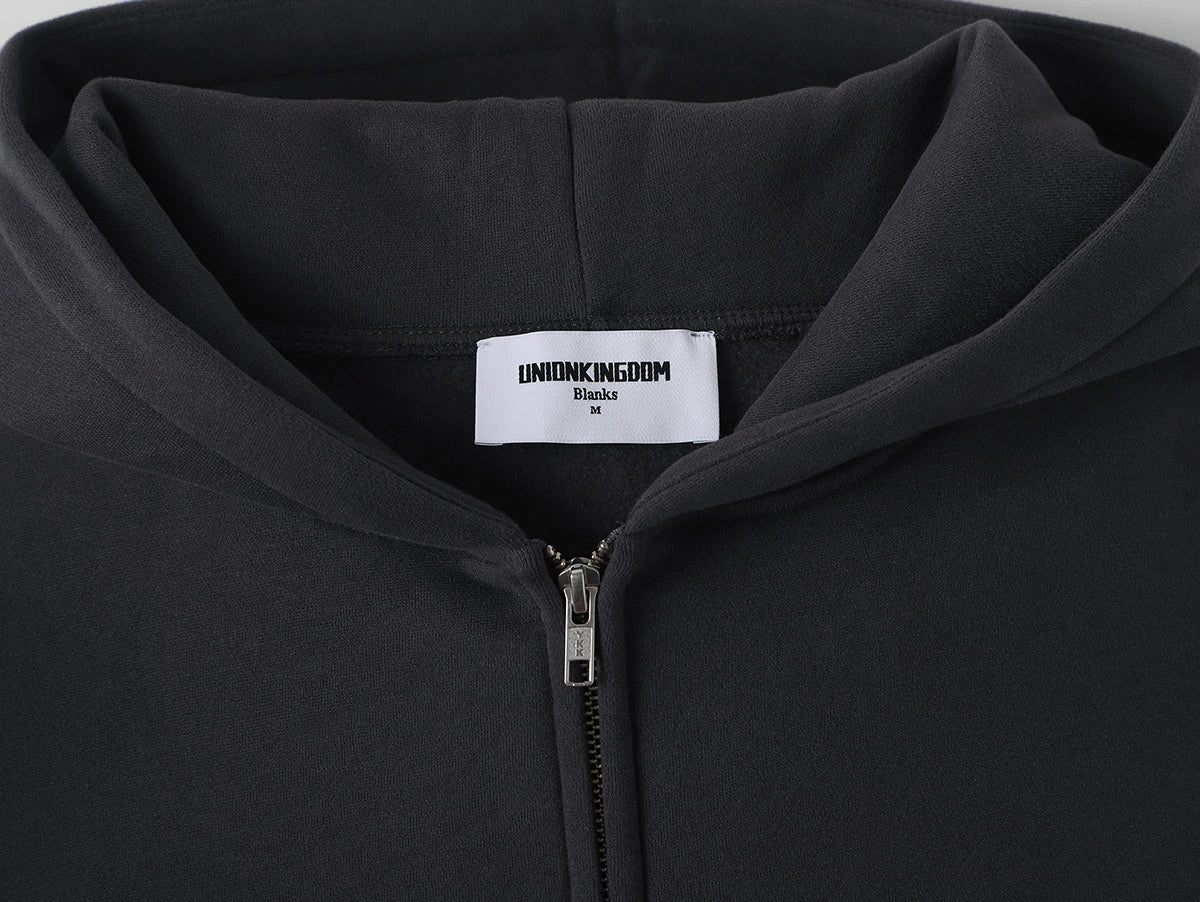360 GSM CROPPED FIT 'DARK GRAY' ZIP-UP HOODIE - Image 3
