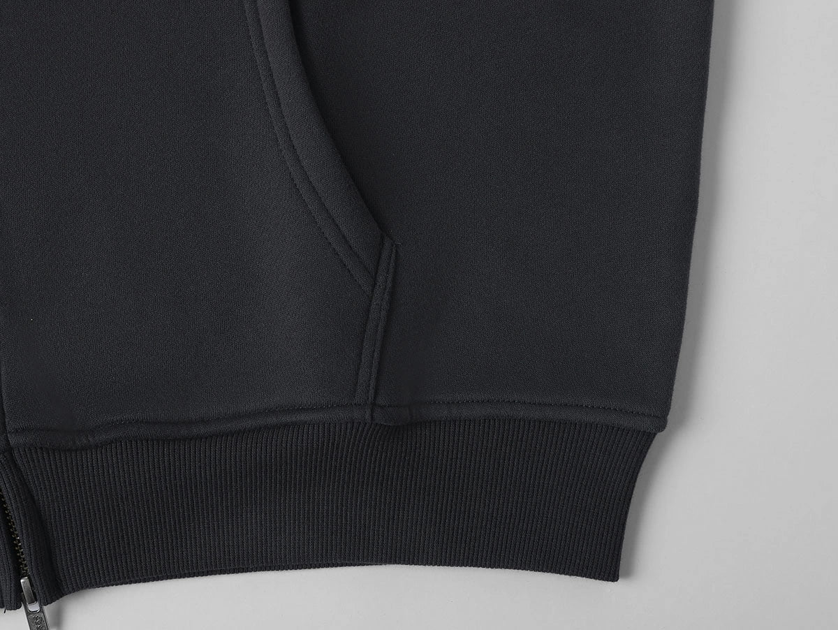 360 GSM CROPPED FIT 'DARK GRAY' ZIP-UP HOODIE - Image 5
