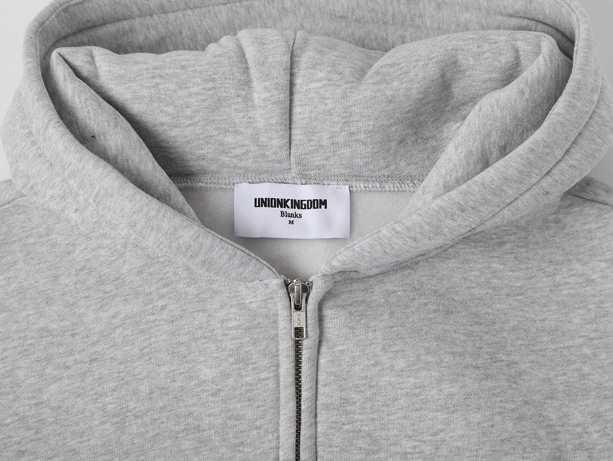 360 GSM CROPPED FIT 'FLOWER GRAY' ZIP-UP HOODIE - Image 3