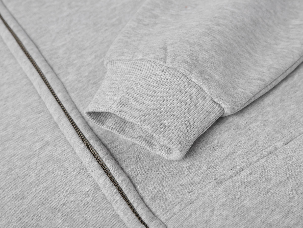 360 GSM CROPPED FIT 'FLOWER GRAY' ZIP-UP HOODIE - Image 4