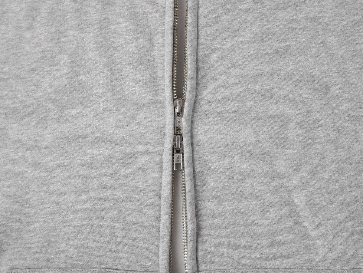 360 GSM CROPPED FIT 'FLOWER GRAY' ZIP-UP HOODIE - Image 6