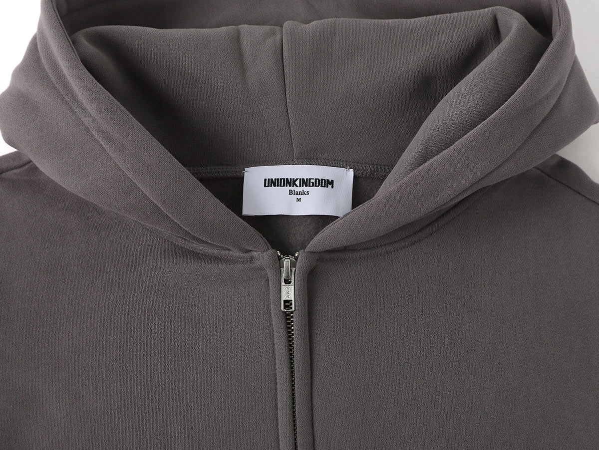 360 GSM CROPPED FIT 'FOG GRAY' ZIP-UP HOODIE - Image 3