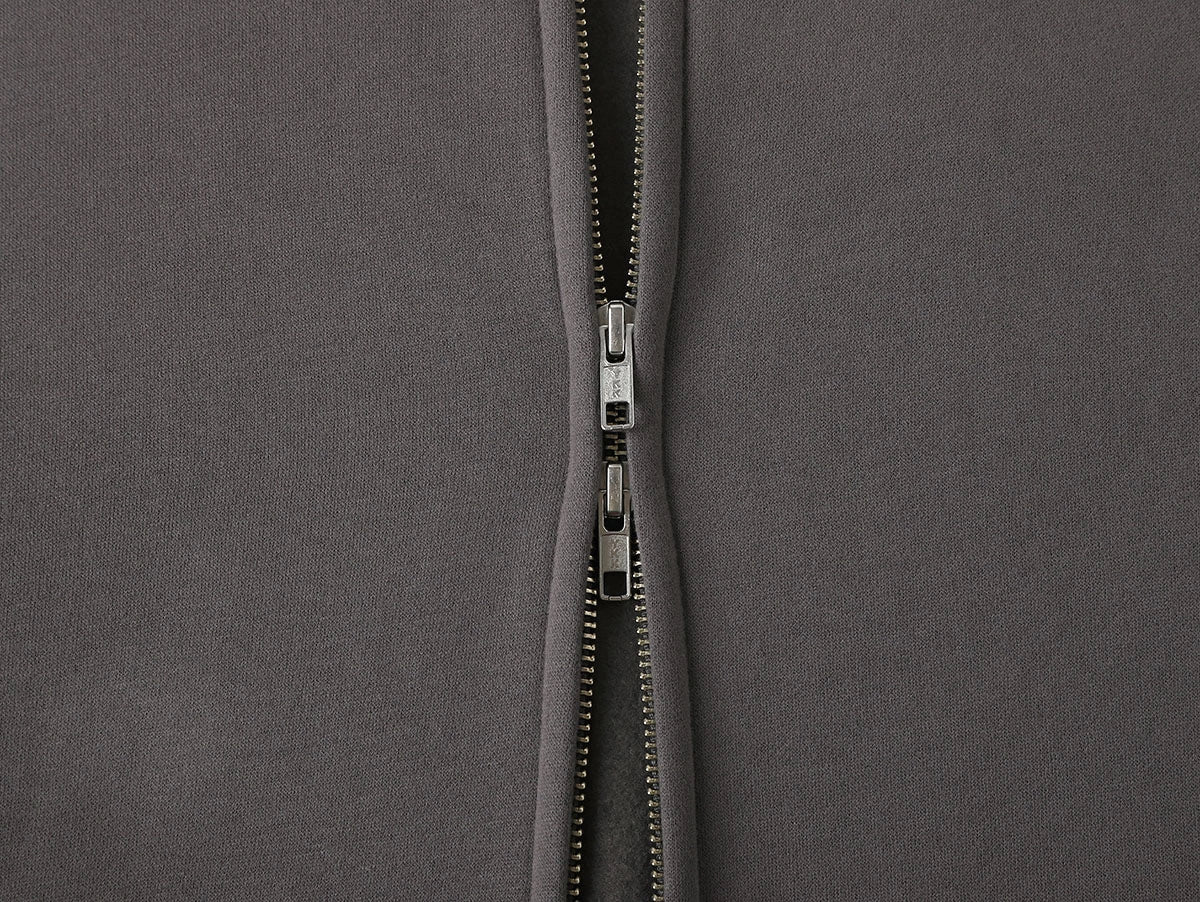 360 GSM CROPPED FIT 'FOG GRAY' ZIP-UP HOODIE - Image 4