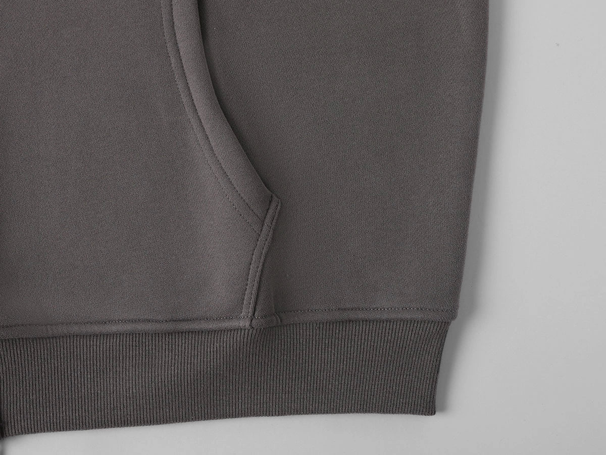 360 GSM CROPPED FIT 'FOG GRAY' ZIP-UP HOODIE - Image 6