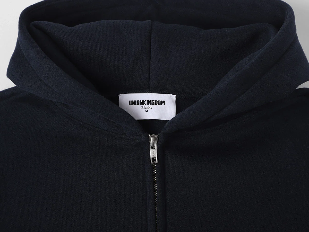 360 GSM CROPPED FIT 'NAVY BLUE' ZIP-UP HOODIE - Image 3