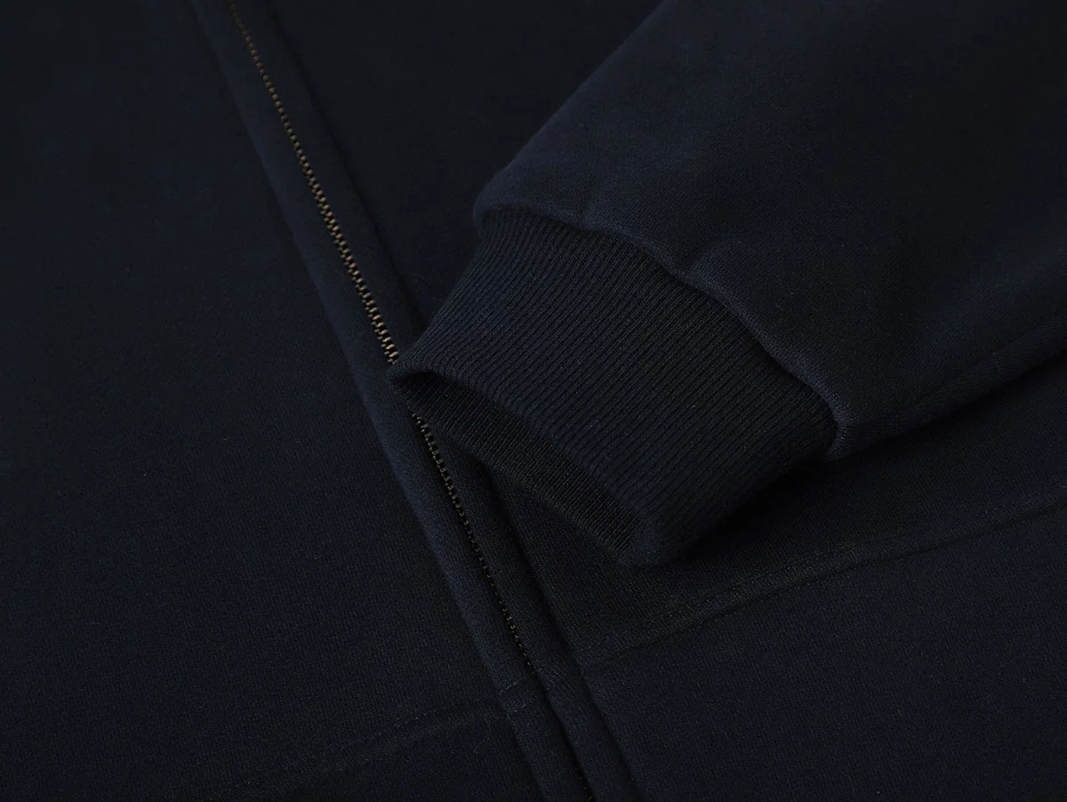 360 GSM CROPPED FIT 'NAVY BLUE' ZIP-UP HOODIE - Image 4