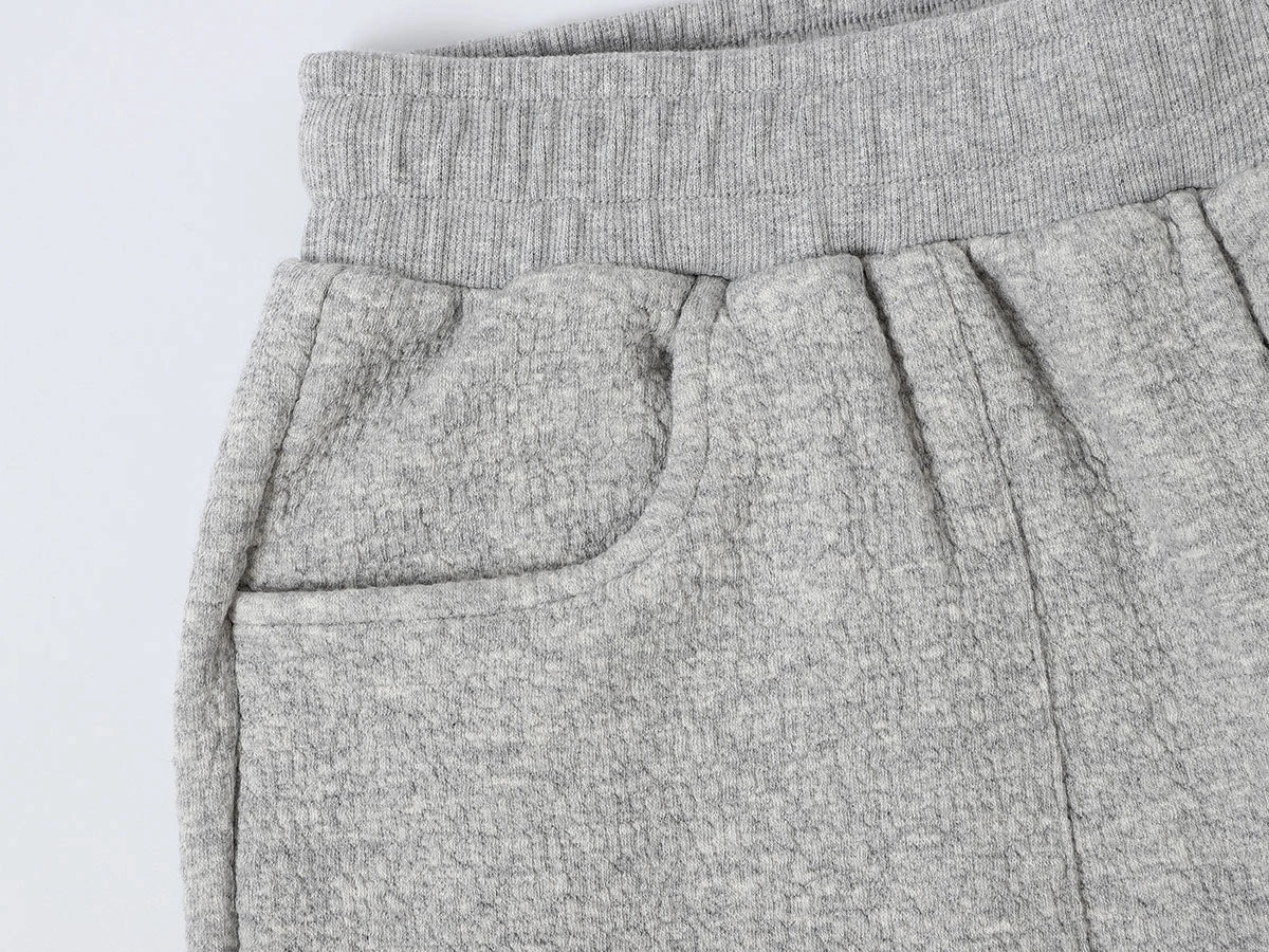 380 GSM COZY BAGGY BUBBLE 'FLOWER GRAY' STRAIGHT PANTS - Image 3