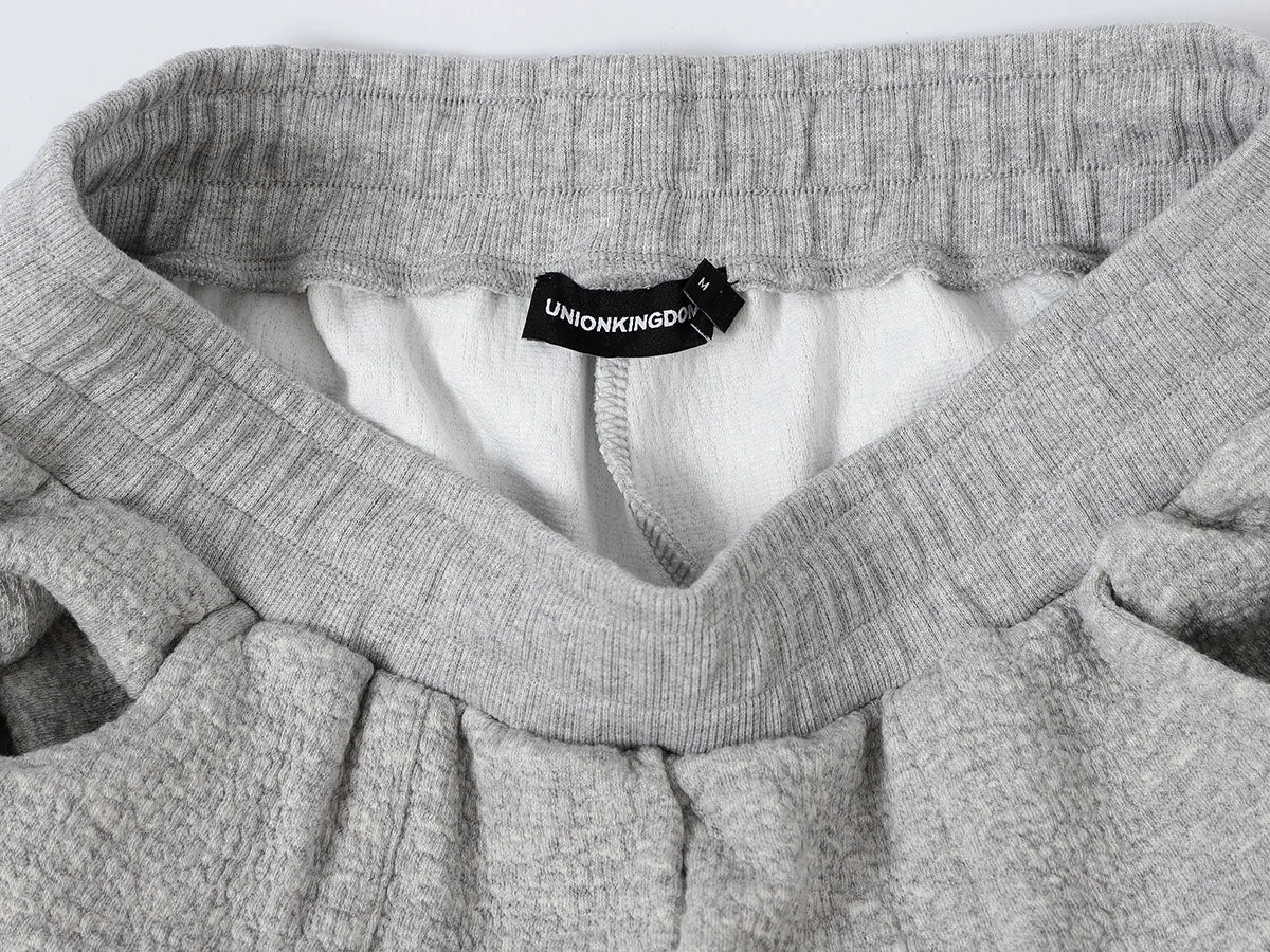 380 GSM COZY BAGGY BUBBLE 'FLOWER GRAY' STRAIGHT PANTS - Image 4