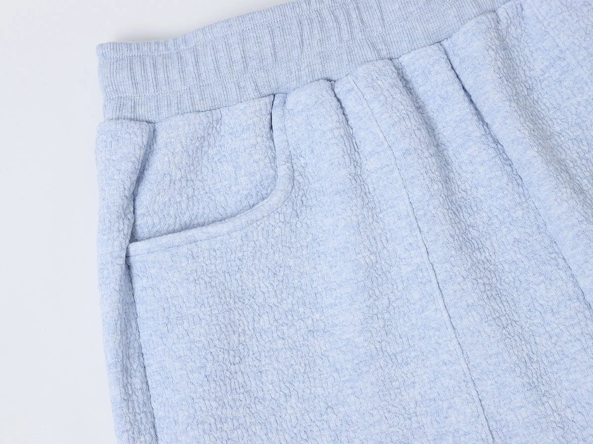 380 GSM COZY BAGGY BUBBLE 'LIGHT BLUE' STRAIGHT PANTS - Image 3