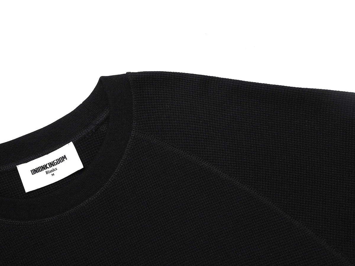 380 GSM WAFFLE WEAVE 'BLACK' LONG SLEEVE - Image 3