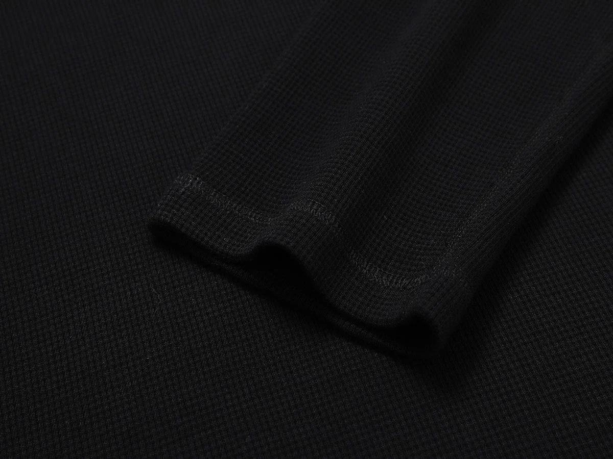 380 GSM WAFFLE WEAVE 'BLACK' LONG SLEEVE - Image 4