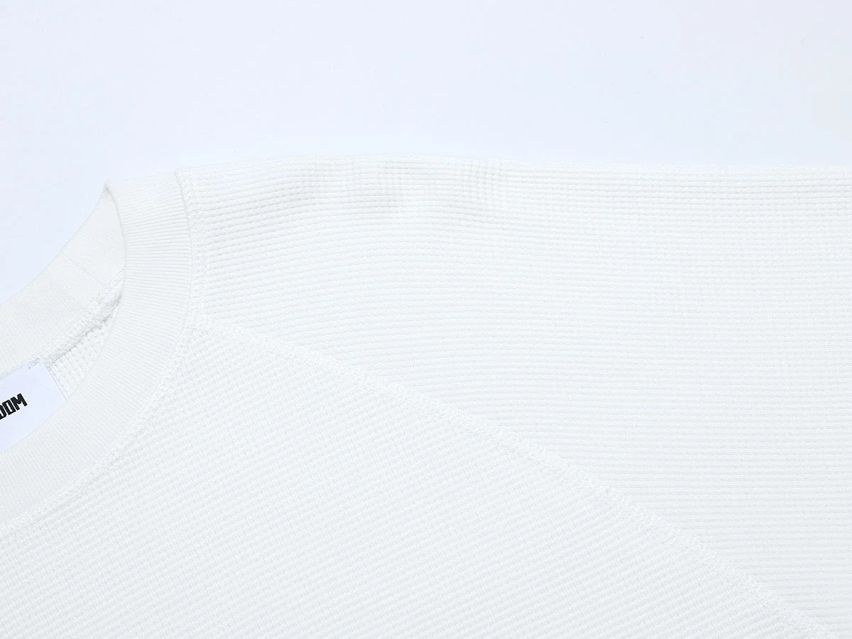 380 GSM WAFFLE WEAVE 'WHITE' LONG SLEEVE - Image 3