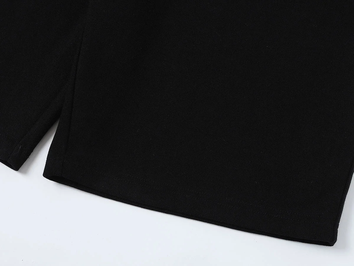 420 GSM MID-LENGTH LOOSE FIT 'BLACK' SHORTS - Image 4