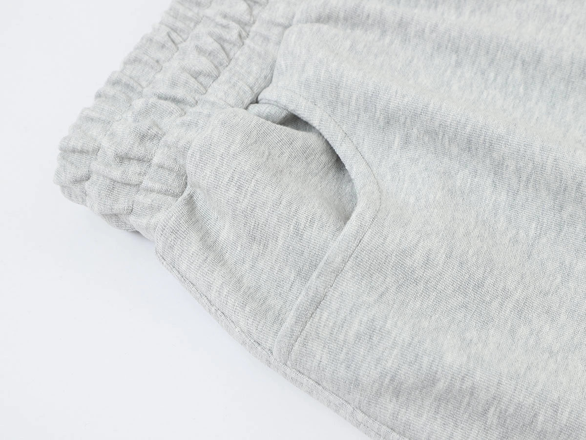 420 GSM MID-LENGTH LOOSE FIT 'FLOWER GRAY' SHORTS - Image 5