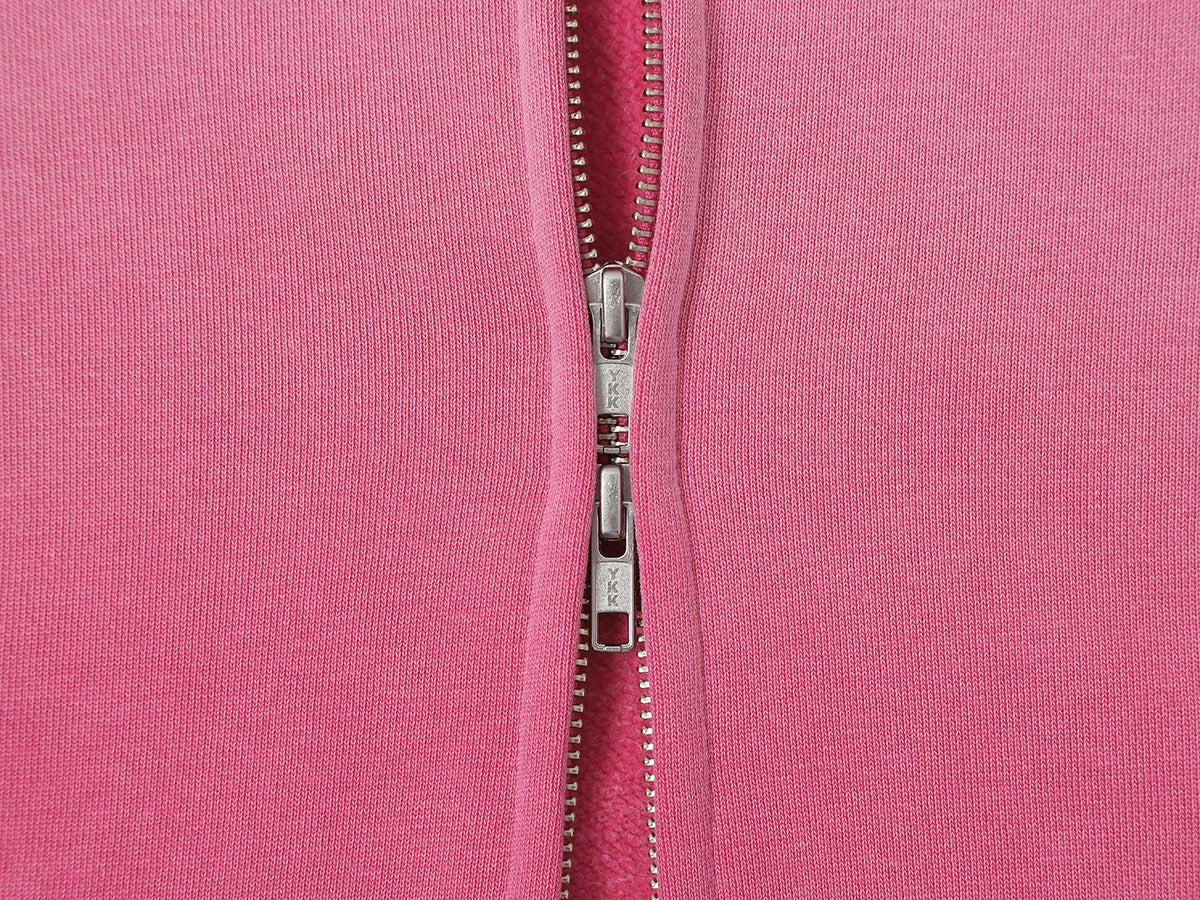 480 GSM BOXY CROPPED FIT 'WASHED PINK' ZIP-UP HOODIE - Image 3