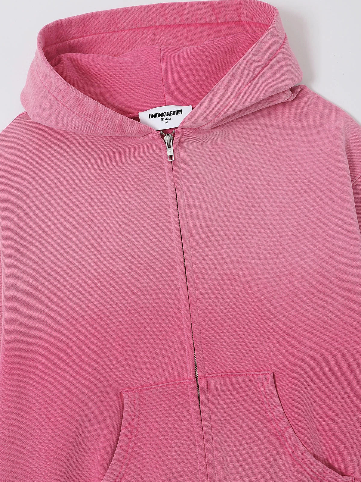 480 GSM BOXY CROPPED FIT 'WASHED PINK' ZIP-UP HOODIE - Image 9