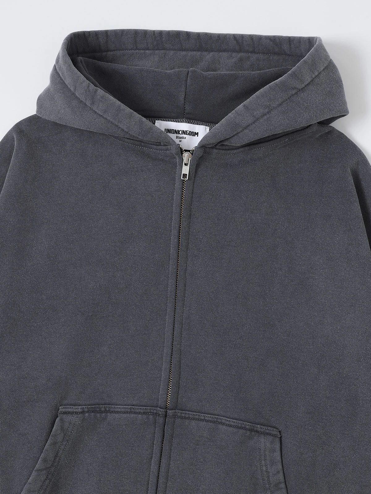 450 GSM BOXY CROPPED FIT 'WASHED GRAY' ZIP-UP HOODIE - Image 3