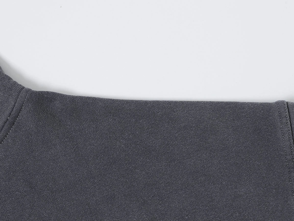 450 GSM BOXY CROPPED FIT 'WASHED GRAY' ZIP-UP HOODIE - Image 4